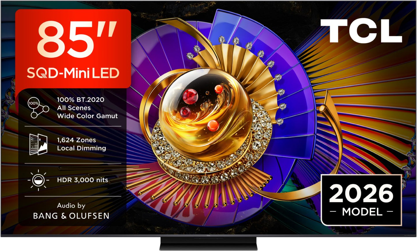 TCL 85C79L. SQD MiniLED. absol. Spitzenklasse. 215 cm Diagonale. 3000 Nits. 2176 Zonen. B&O Sound