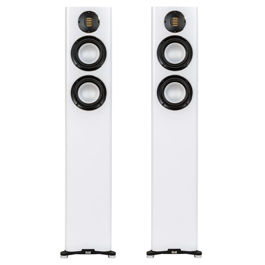 ELAC Carina FS 247.4 Designer Stand-Box. Alu-Membran. JET Bä Weiß Lack Seidenmatt