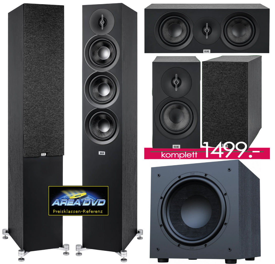 ELAC Debut 3.0 Surround-Set der Topklasse. 5.1 inkl. Aktiv-Subwoofer! Super-Komplettpreis!