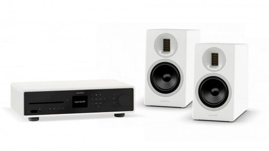 SONORO HiFi-Anlage 2 : Maestro + OrchestraGen. 2-Boxen. Sonderpreis. Schwarz oder weiß. Restposten! — Matt weiß, Front silber, Boxen weiß