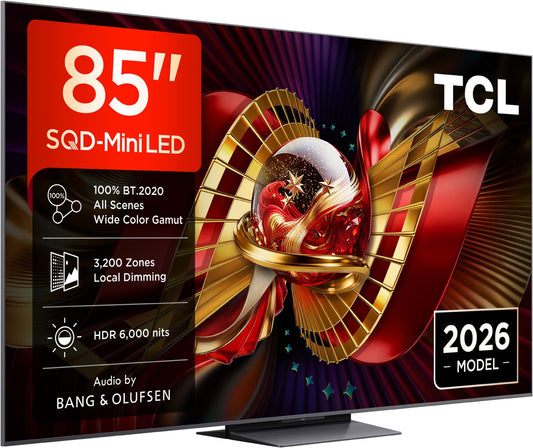 TCL 85C89L SQD MiniLED. Referenzklasse. 215 cm Diagonale. 6000 Nits. 3200 Zonen. B&O Sound