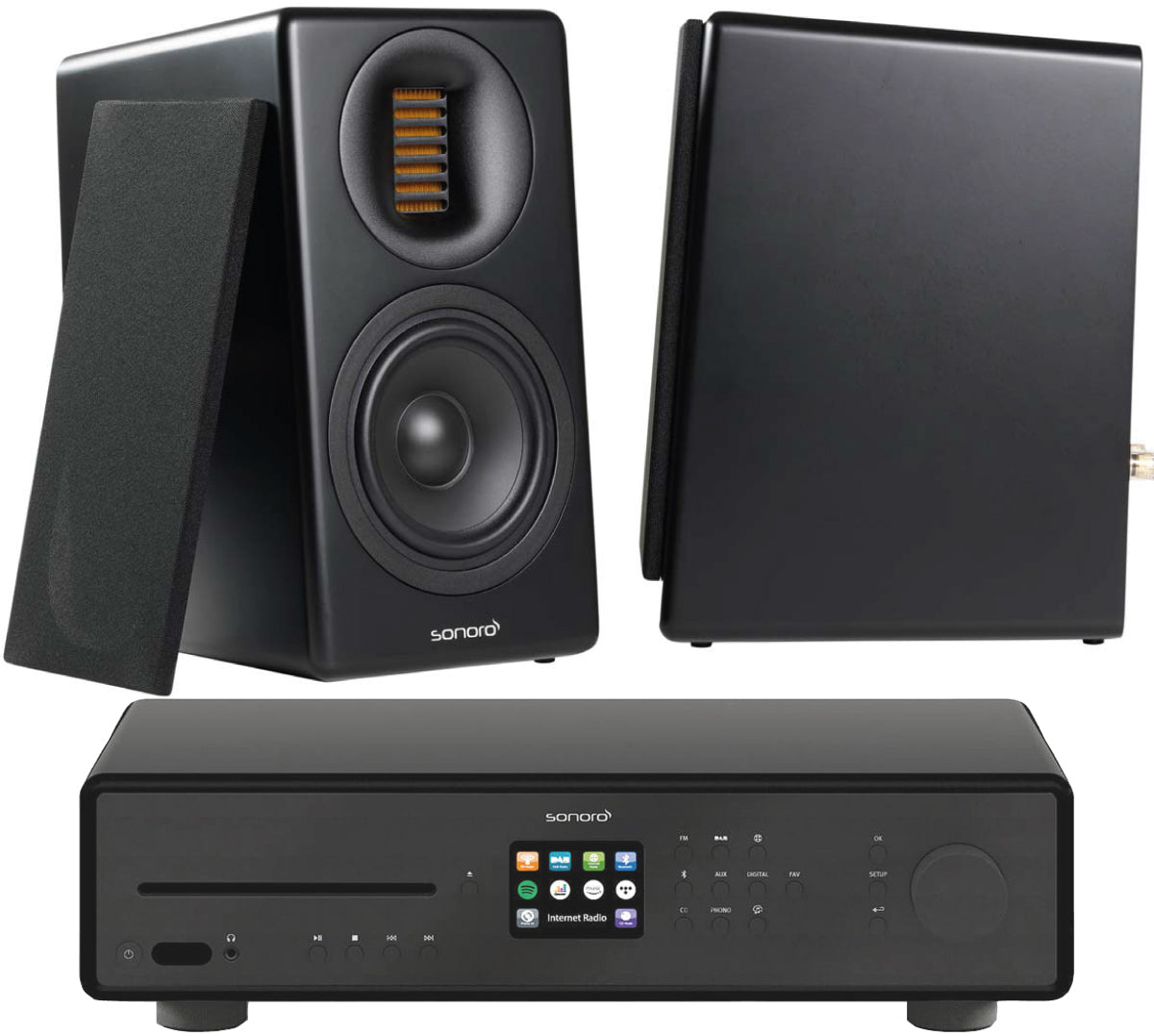 SONORO HiFi-Anlage 1 : Maestro + Orchestra Slim-Boxen. Schwarz oder weiß. SUPER-DEALZ!
