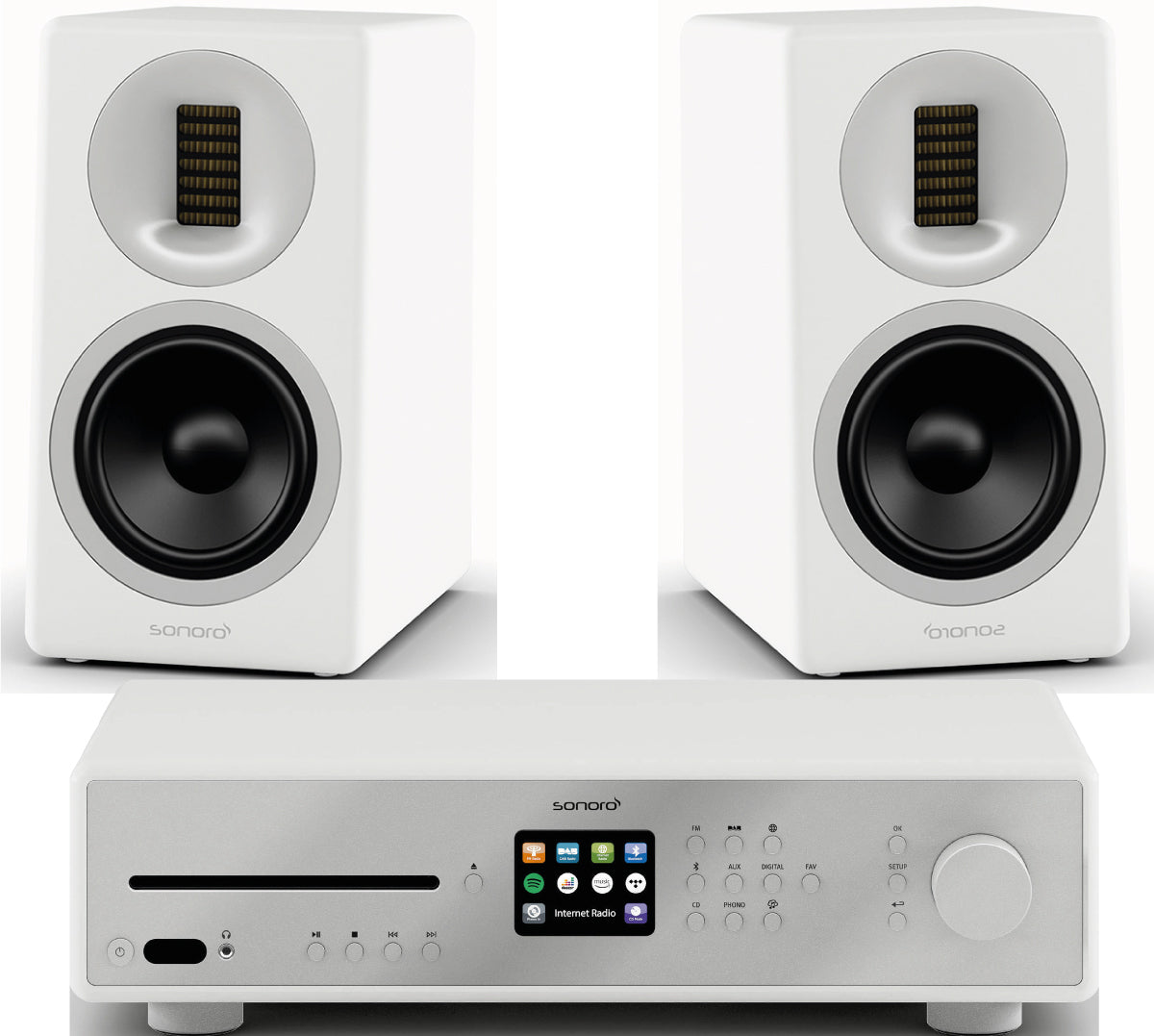 SONORO HiFi-Anlage 1 : Maestro + Orchestra Slim-Boxen. Schwarz oder weiß. SUPER-DEALZ!