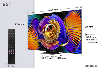 TCL 85C79L. SQD MiniLED. absol. Spitzenklasse. 215 cm Diagonale. 3000 Nits. 2176 Zonen. B&O Sound