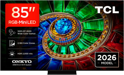 TCL 85RM7L. RGB MiniLED. Referenzklasse. 215 cm Diagonale. 2000 Nits. 2160 Zonen. Superdünn! (Kopie)
