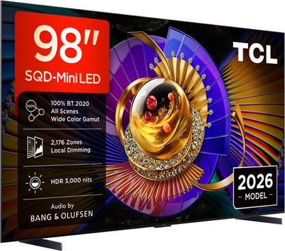 TCL 98C79L. SQD MiniLED. absol. Spitzenklasse. 248 cm Diagonale. 3000 Nits. 2176 Zonen. B&O Sound