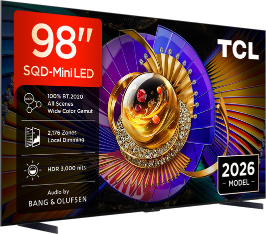 TCL 98C79L. SQD MiniLED. absol. Spitzenklasse. 248 cm Diagonale. 3000 Nits. 2176 Zonen. B&O Sound