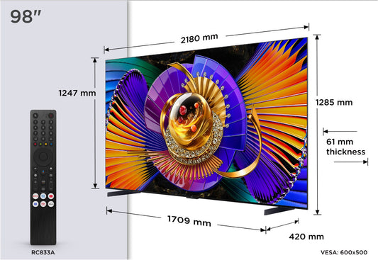 TCL 98C79L. SQD MiniLED. absol. Spitzenklasse. 248 cm Diagonale. 3000 Nits. 2176 Zonen. B&O Sound