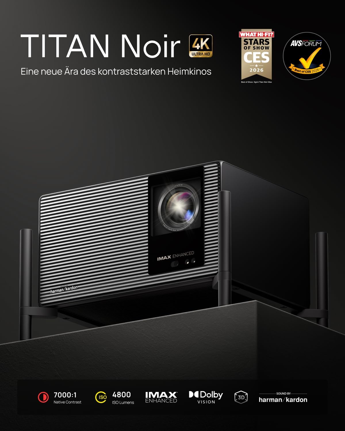XGIMI Titan Noir. Der neue professionelle 4K-Dual-Laser-Projektor mit 4800 Lumen! 3D!