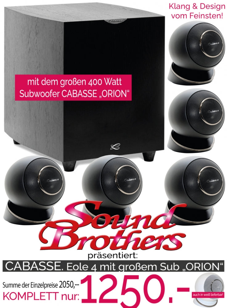 CABASSE Eole 4 SE/Sub 25M3. Das exklusive 5.1 Set aus Frankreich. Mit Super-Subwoofer Santorin 25M3! — schwarz