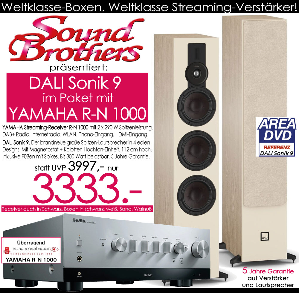 DALI Sonik 9 + YAMAHA R-N 1000 - Paket der Spitzenklasse zum Superpreis!