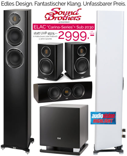 ELAC Carina 5.1 Set. Designer-Lautsprecher. Bändchen-Hochtöner! PS-250 Subwoofer! Sol. Vorrat #11