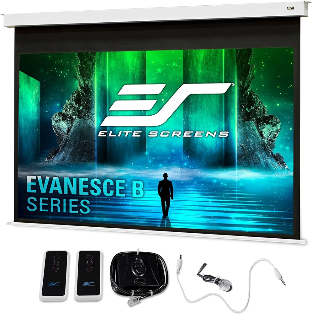 Elite Screens EVANESCE. Deckeneinbau-Motorleinwand. 16:9.Max-White Fiberglass-Tuch! #1
