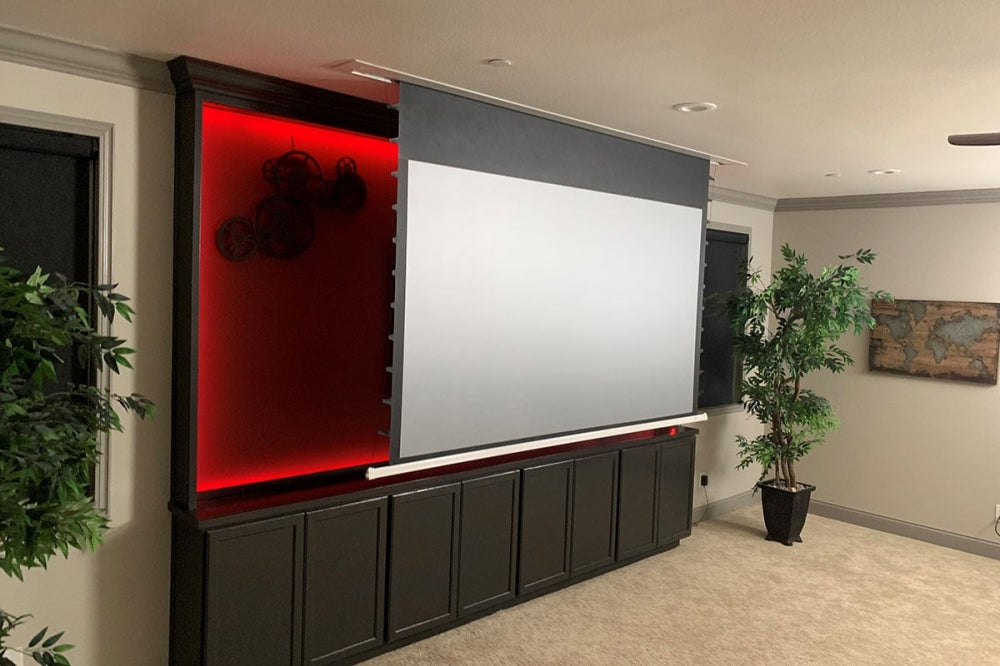 Elite Screens EVANESCE TAB TENSION. Deckeneinbau-Motorleinwand. 16:9.Max-White Fiberglass-Tuch! #5