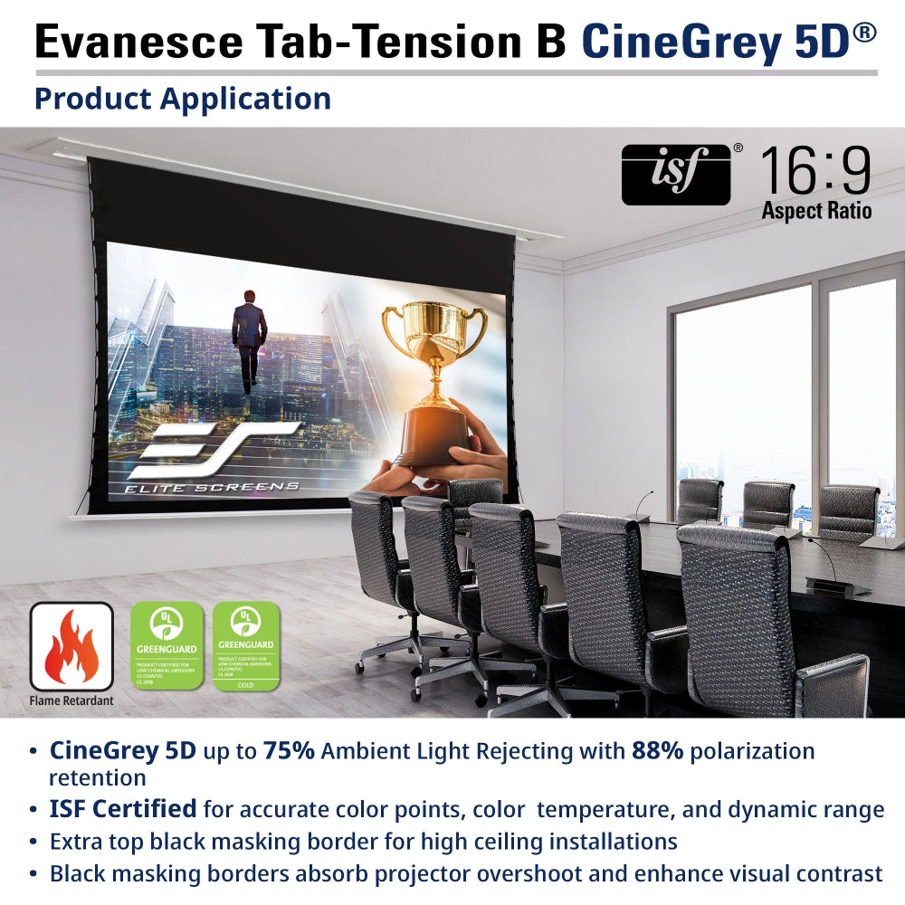 Elite Screens EVANESCE TAB TENSION. Deckeneinbau-Motorleinwand. 16:9.Max-White Fiberglass-Tuch! #7