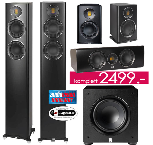 ELAC Carina 5.1 Set. Designer-Lautsprecher. Bändchen-Hochtöner! PS-250 Subwoofer! Sol. Vorrat