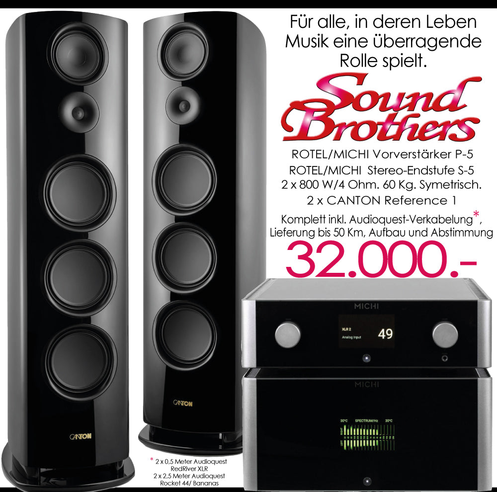 Referenz-Anlage: MICHI P5/S5/CANTON Reference 1/ Audioquest Verkabelung. Super-Komplettpreis!
