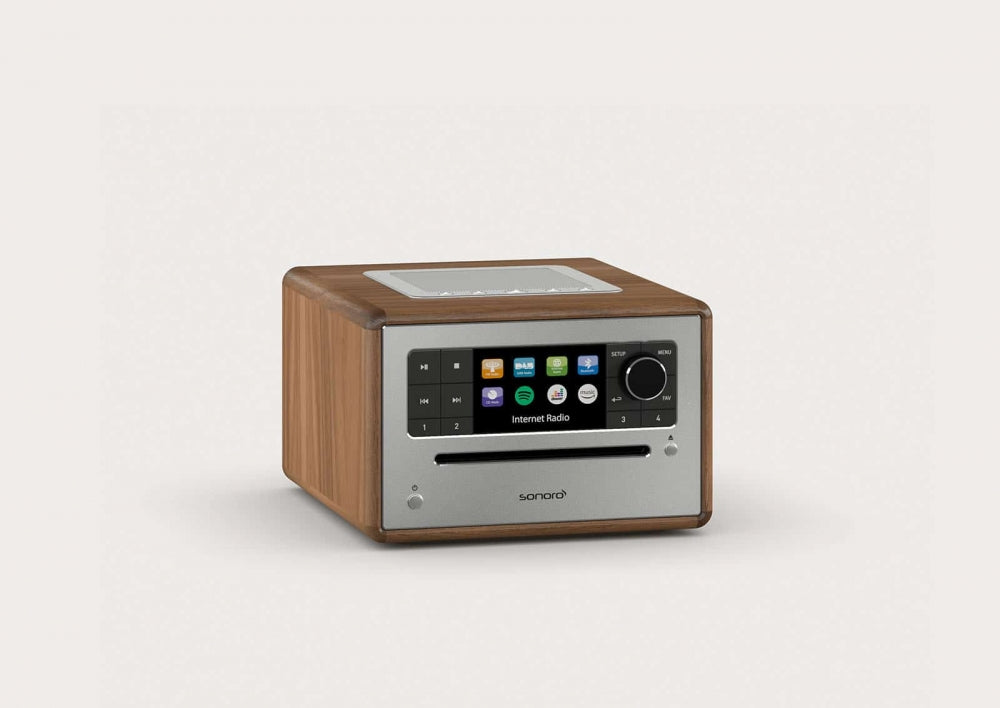 Sonoro Elite. Das wohlklingende All-In-One Gerät in vielen Designs. Mehr als ein "Radiowecker"! — Walnuß - silber