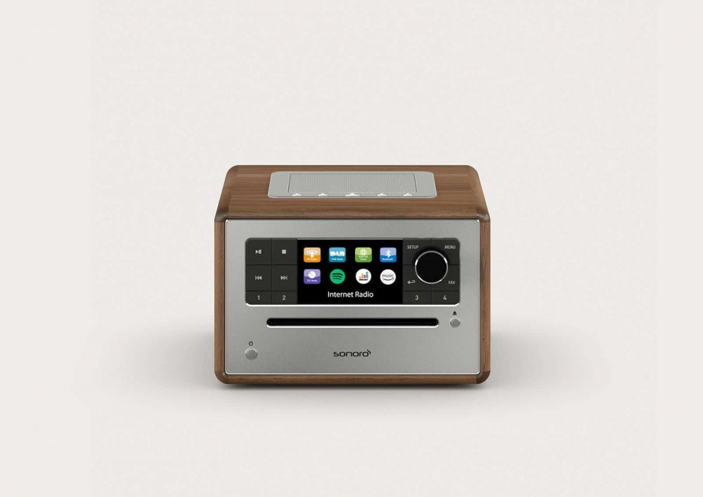 Sonoro Elite. Das wohlklingende All-In-One Gerät in vielen Designs. Mehr als ein "Radiowecker"! — Walnuß - silber