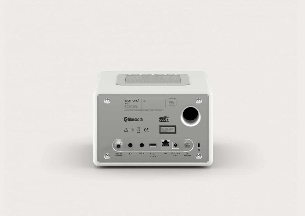 Sonoro Elite. Das wohlklingende All-In-One Gerät in vielen Designs. Mehr als ein "Radiowecker"! — Weiß hochglanz - silber
