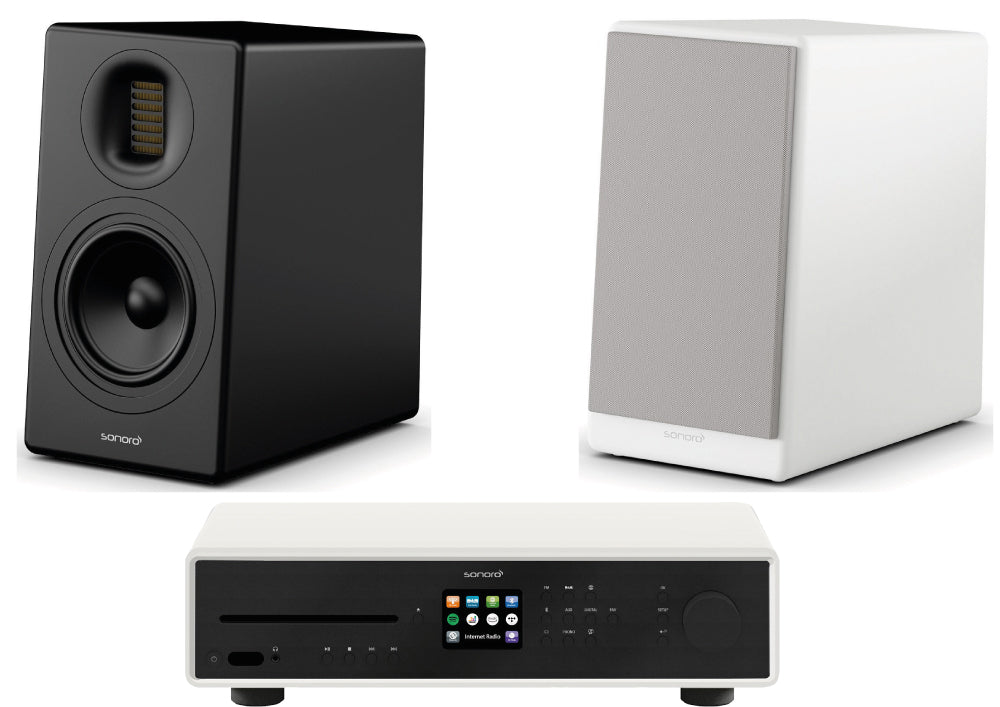 SONORO HiFi-Anlage 2 : Maestro + OrchestraGen. 2-Boxen. Sonderpreis. Schwarz oder weiß. Restposten! — Matt schwarz, Front schwarz, Boxen schwarz