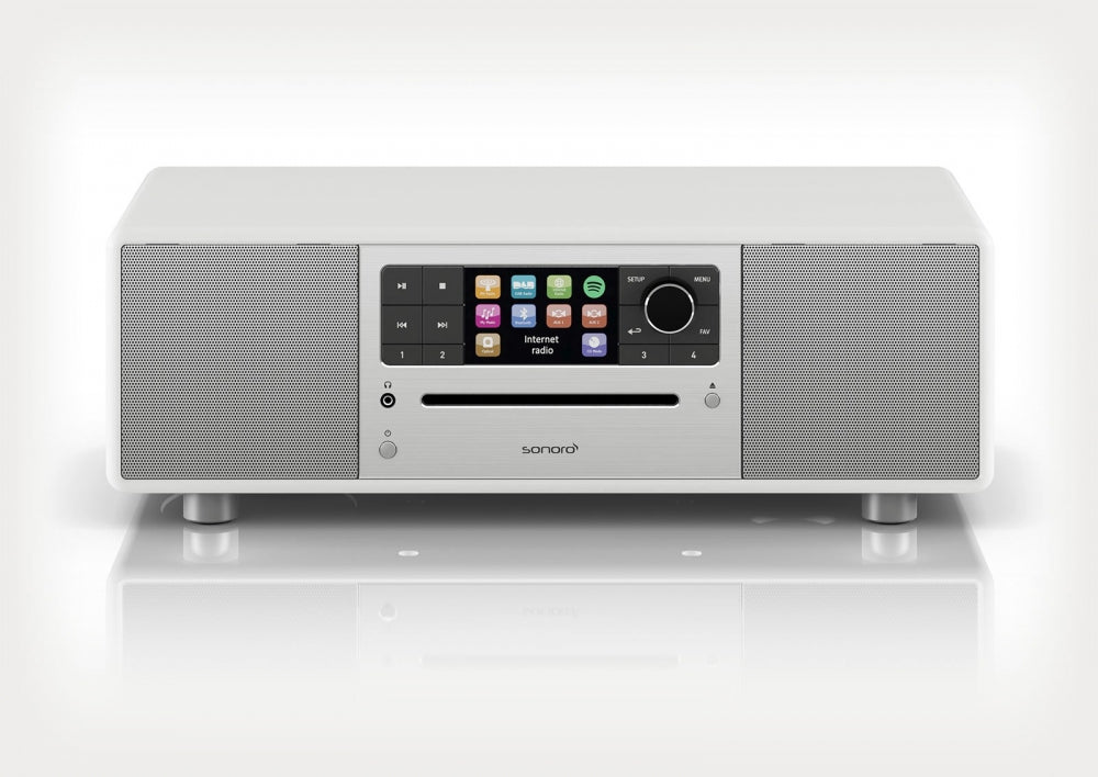 SONORO PRESTIGE. Das All-in-One-Wunder. Inkl. CD. Klangstark. Einfach zu bedienen! — Weiß Hochglanz - Silber
