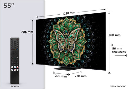 TCL 55C69K Pro. QD-MiniLED. Spitzenklasse. 139 cm Diagonale. 144 Hz. Edler Mittelfuß.