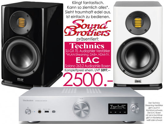 Technics SU-GX 70/ELAC Solano - Paket der Spitzenklasse. Klingt vorzüglich. Sonderpreis!