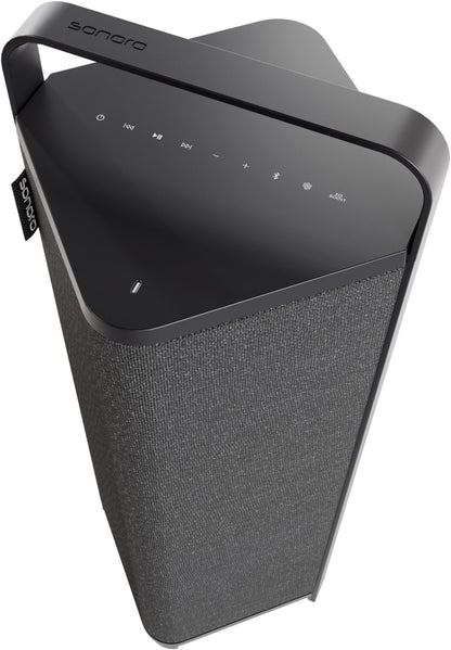 SONORO Vibes XL. Das klanggewaltige 360° Sound-Objekt für draußen. Spritzwassergeschützt. Akku!