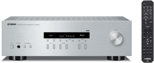 YAMAHA, ELAC Einsteiger-Paket. 2 x 100 W Receiver RS-202D + ELAC Regalboxen Debut DB 5.3 WM-SPECIAL! — silber/schwarz
