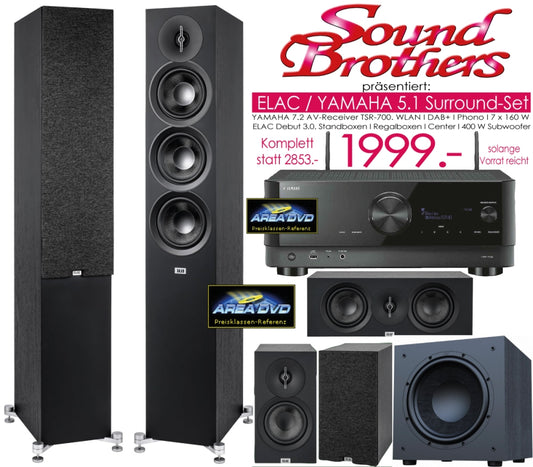 YAMAHA TSR-700 / ELAC Debut 3.0 / 5.1 Set. Standboxen, Rearboxen, Center, Aktiv-Sub. SUPER DEALZ 26